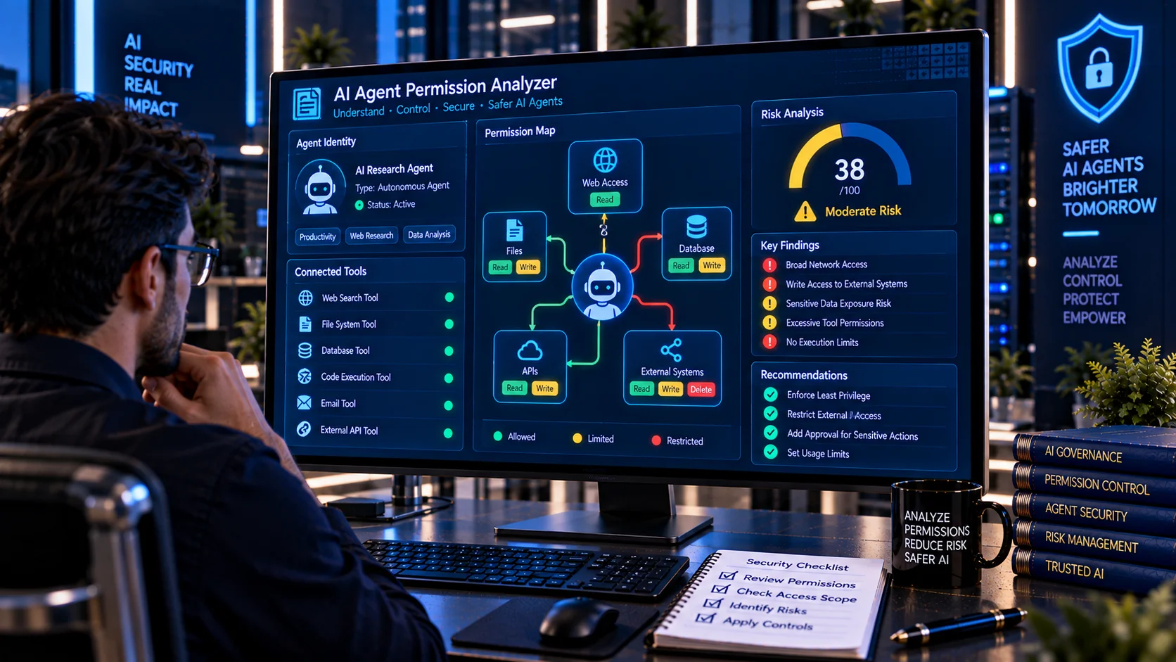 AI agent permission analyzer mapping tools access and security permissions