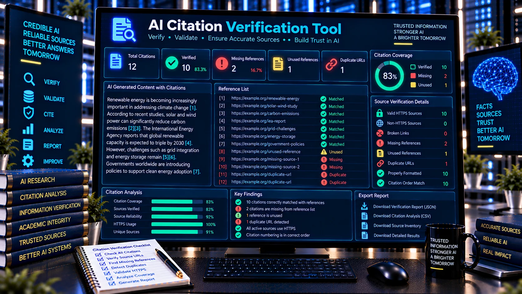 AI Citation Verification Tool checking citation markers references and source URLs