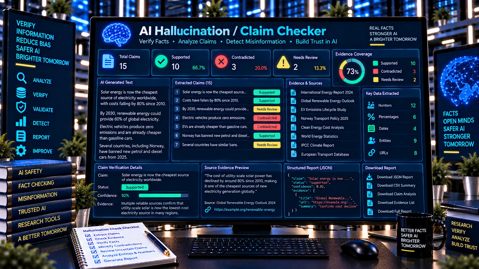 AI Hallucination Claim Checker reviewing AI claims against supplied evidence