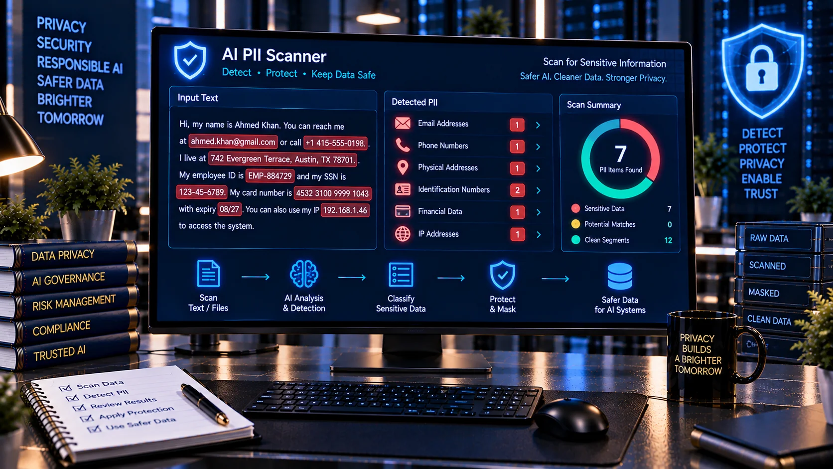 AI PII Scanner detecting personal information before AI processing