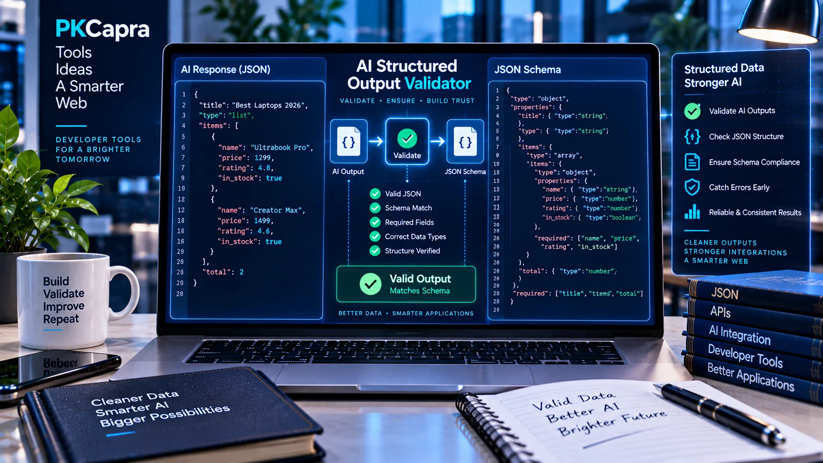 AI Structured Output Validator checking AI-generated JSON against a JSON Schema