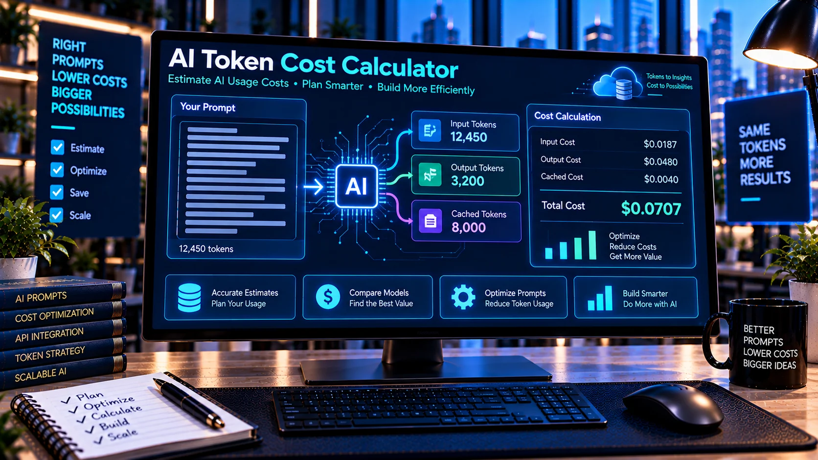 AI Token Cost Calculator estimating input and output token costs