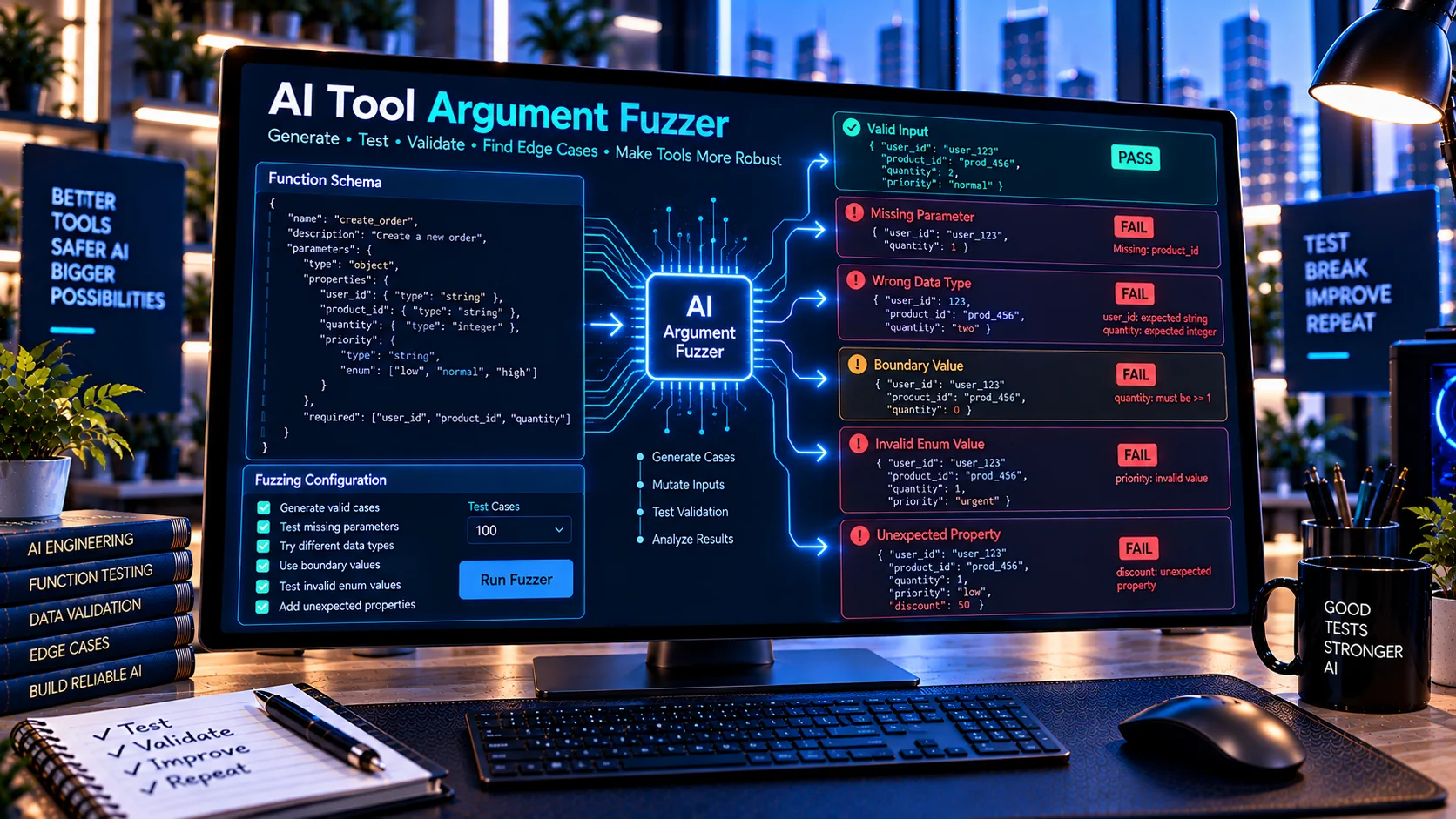 AI Tool Argument Fuzzer for testing AI function arguments and edge cases