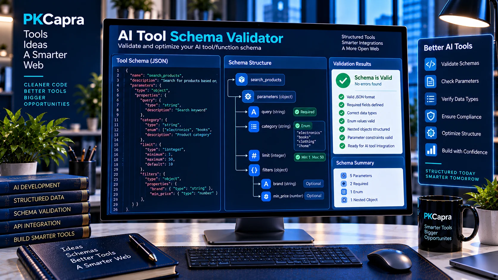 AI Tool Schema Validator checking AI function and tool schema structure