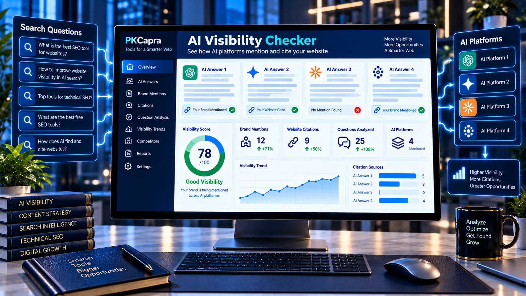 AI Visibility Checker analyzing brand mentions and citations in AI-generated answers