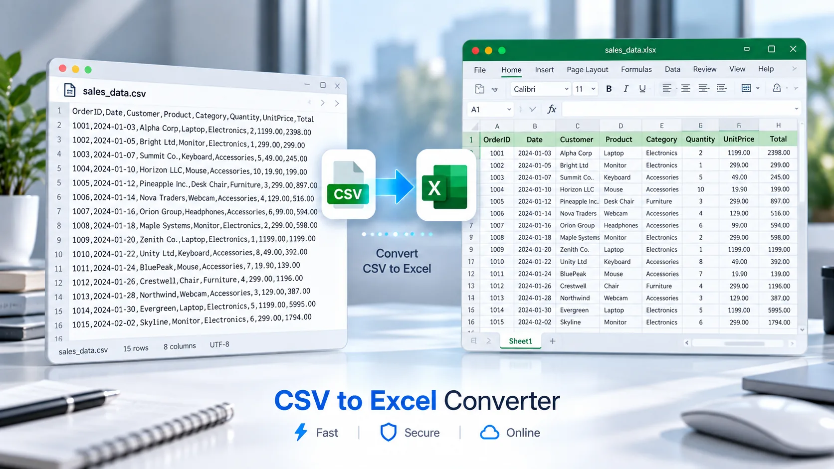 CSV to Excel Converter for converting CSV files to XLSX workbooks