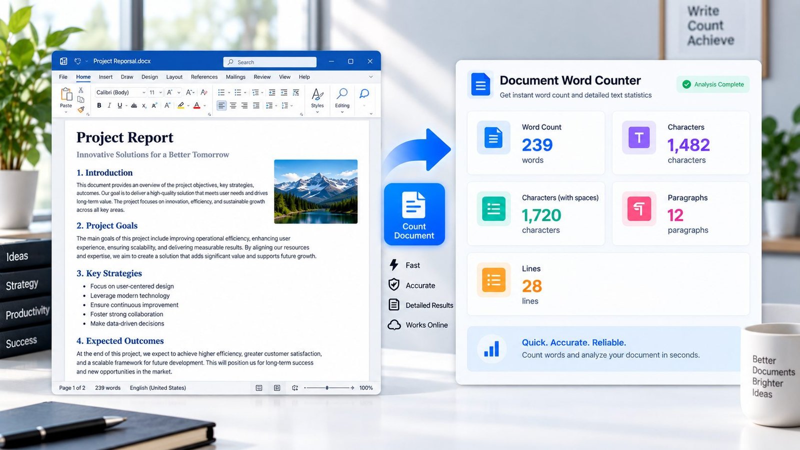 Document Word Counter for counting words and characters in DOCX files