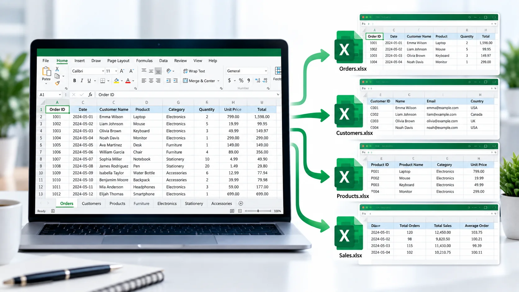 Excel Splitter for splitting worksheets into separate XLSX files