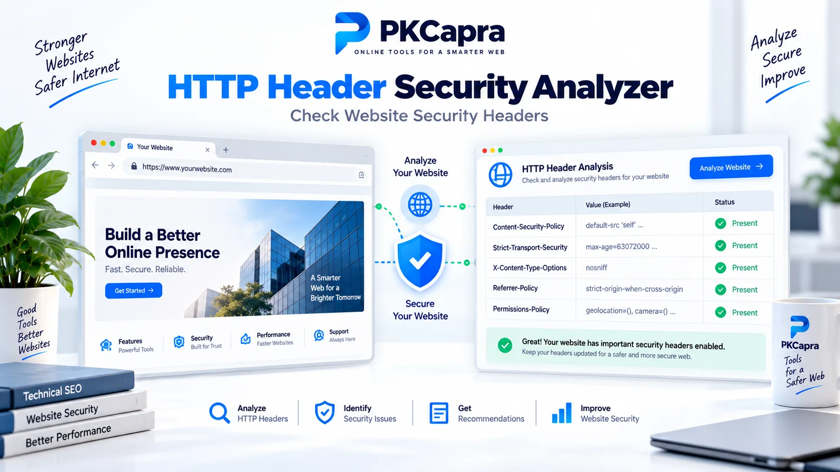 HTTP Header Security Analyzer checking website security headers