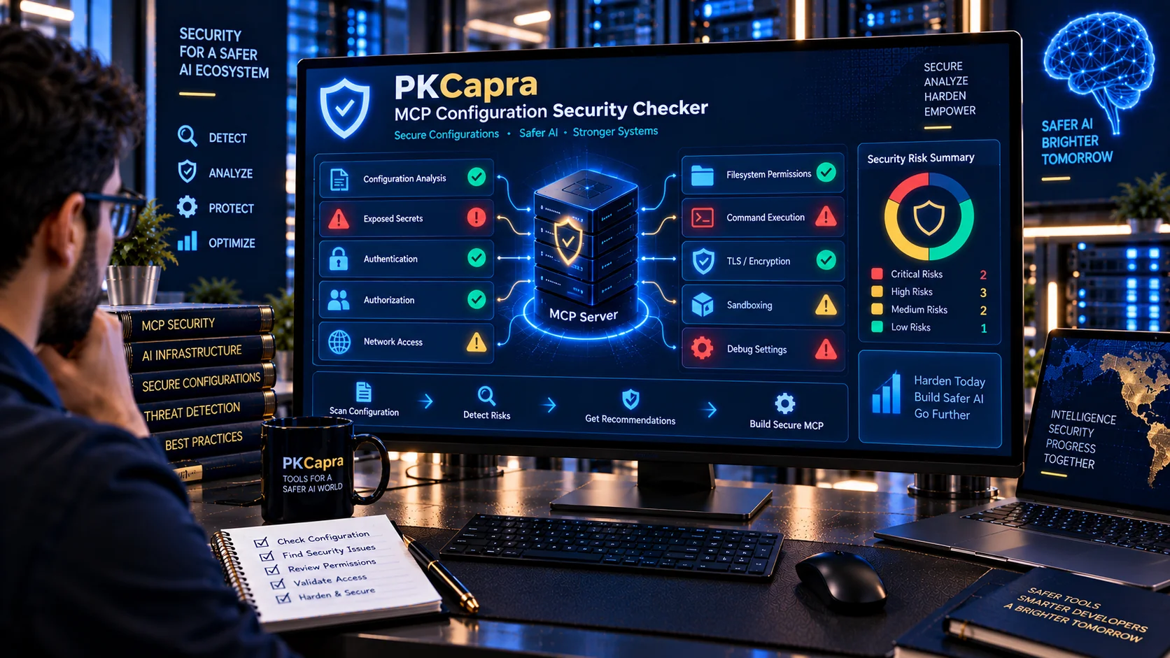 MCP Configuration Security Checker analyzing MCP server configuration security risks