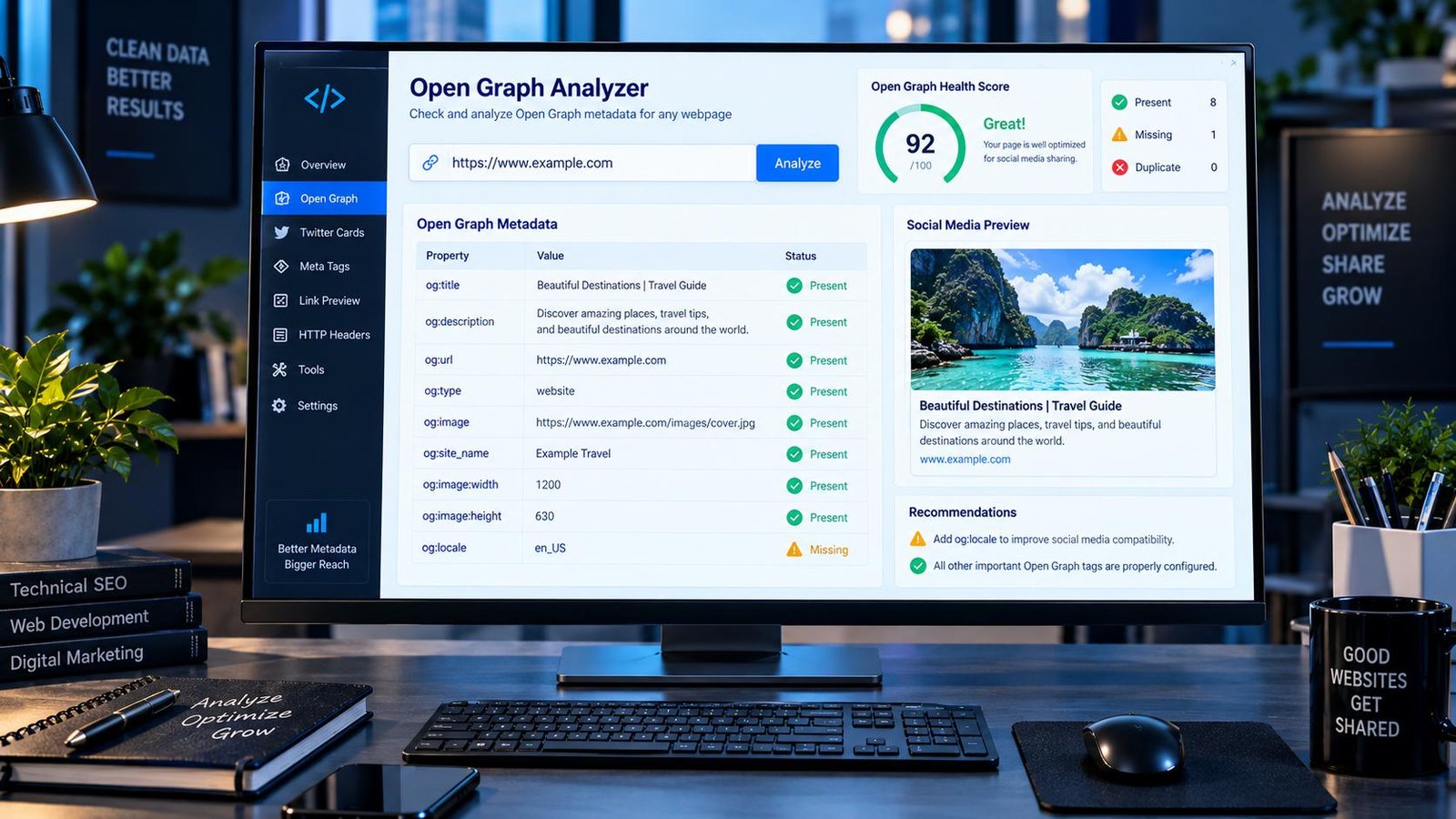 Open Graph Analyzer for checking Open Graph tags and social sharing metadata