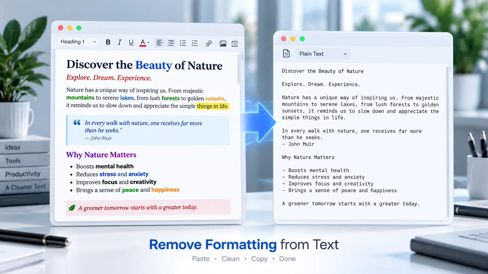 Remove formatting from text online and convert formatted content to plain text