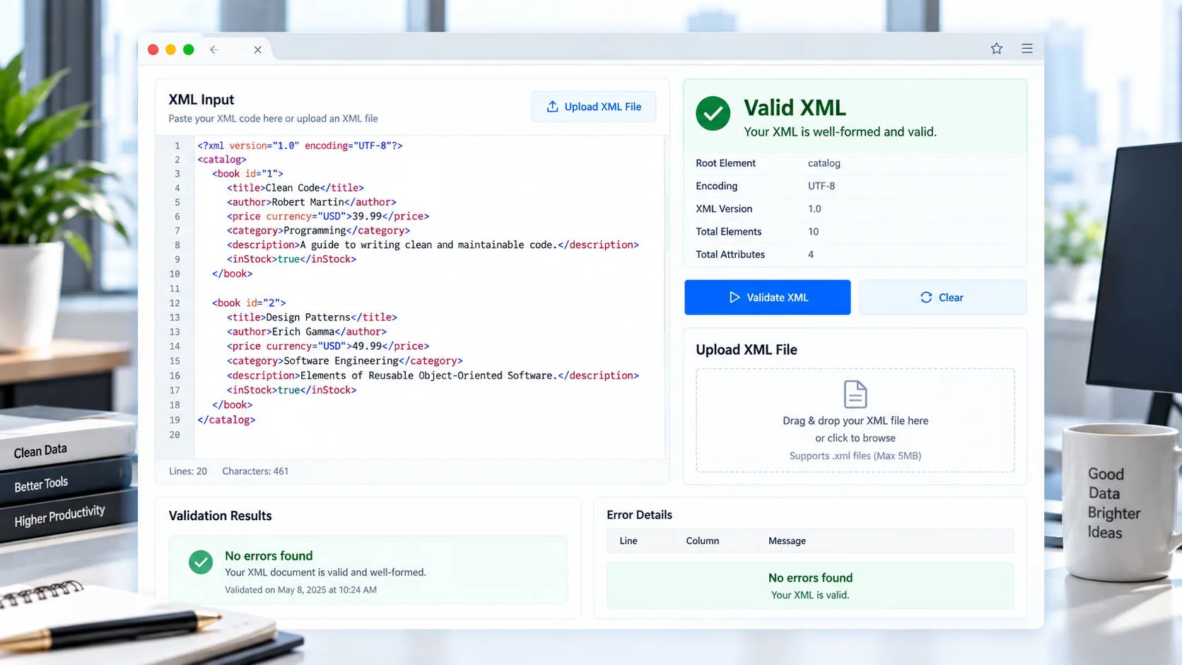 XML Validator online tool for checking XML syntax and malformed tags