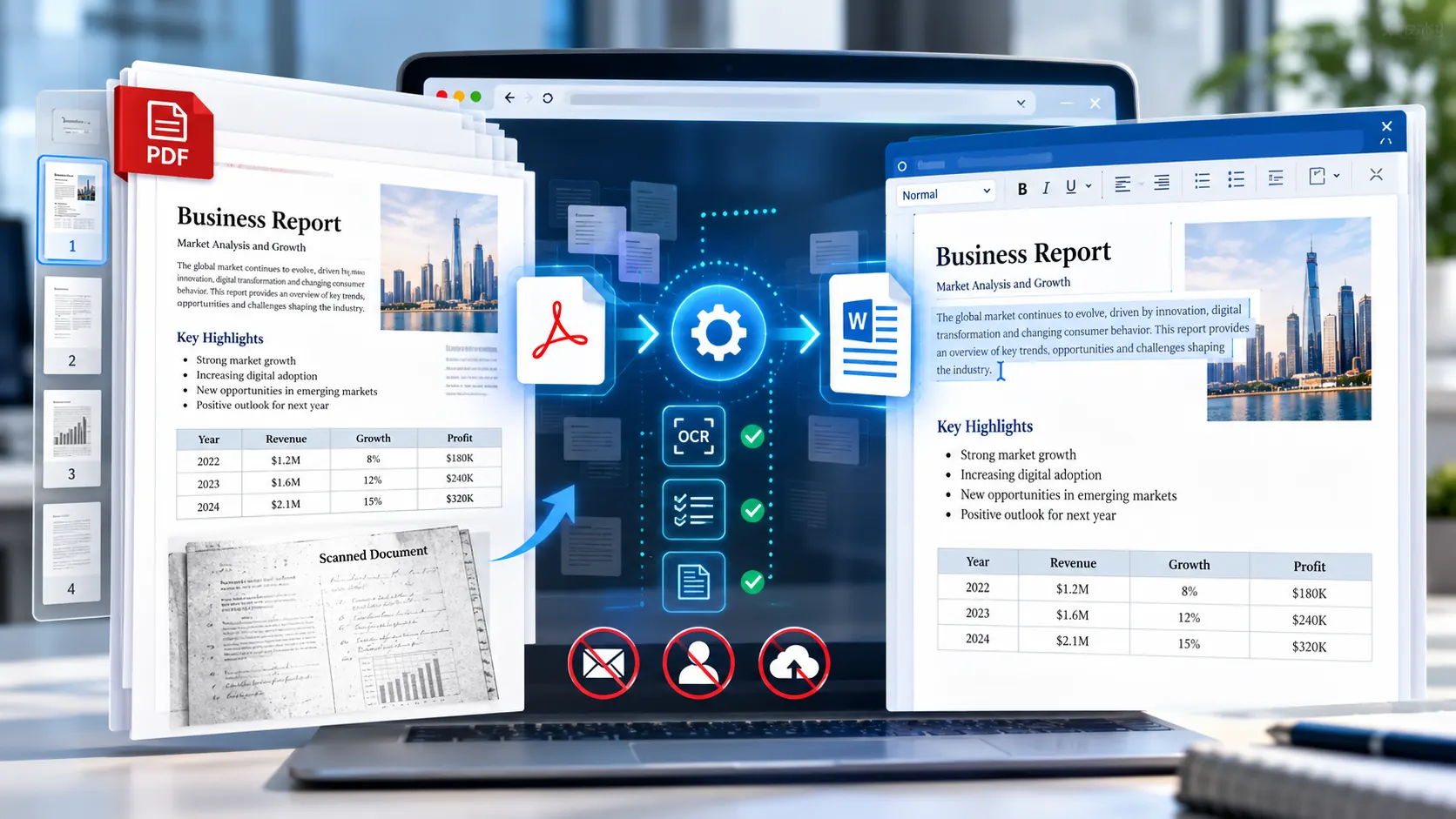 Best free PDF to Word converter online without email or registration