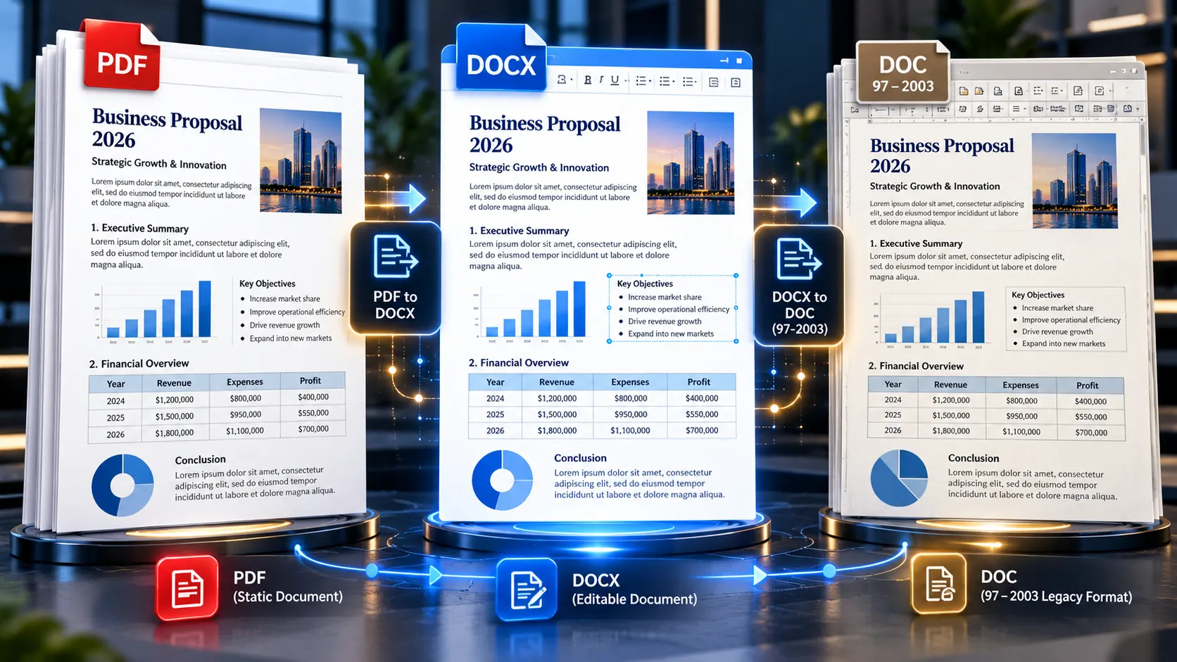 PDF converted to old DOC legacy Word format through DOCX
