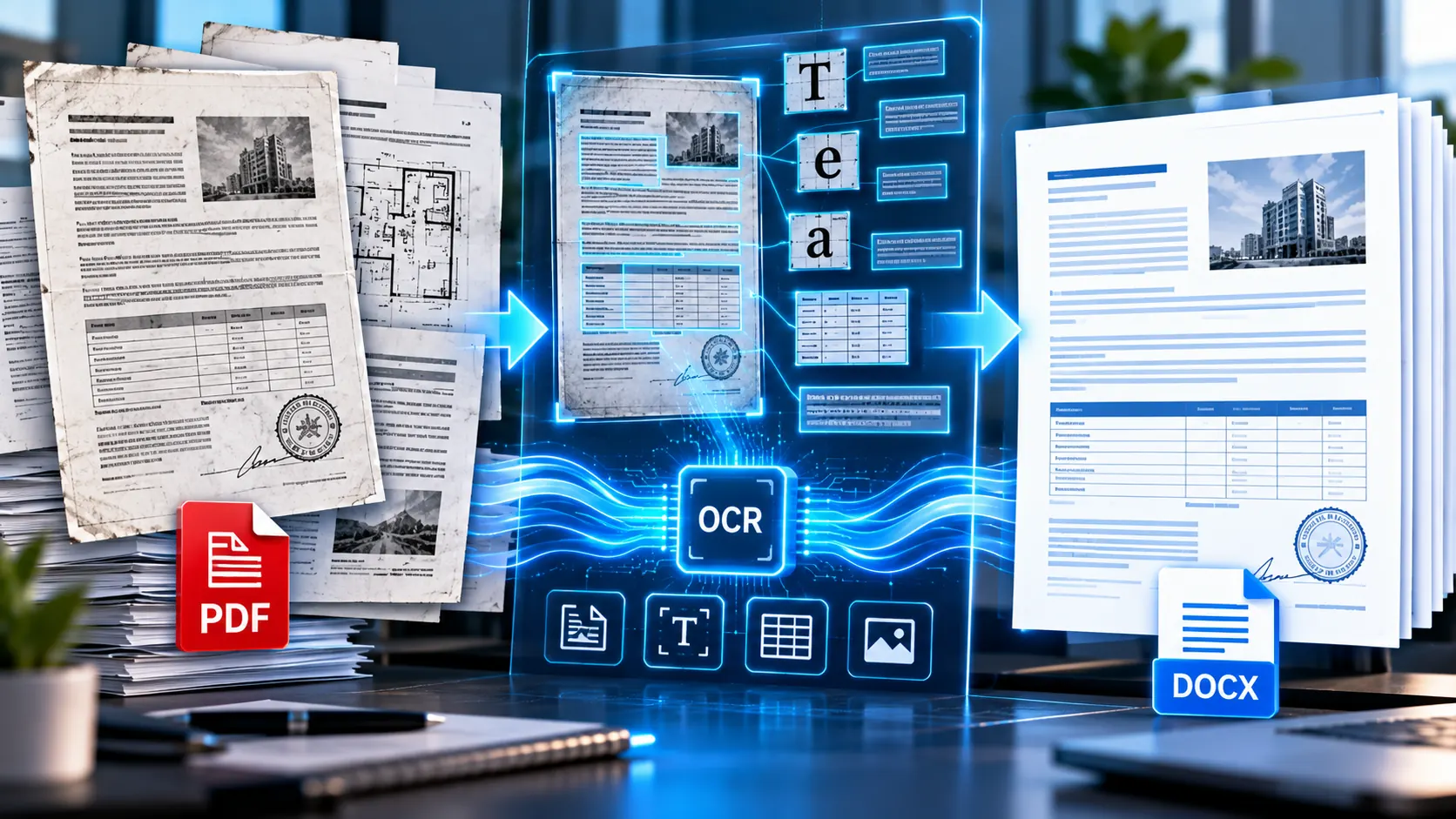 Convert scanned PDF to an editable Word document using OCR