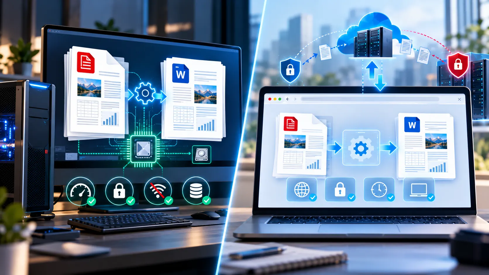 Online vs desktop PDF to Word converters for speed privacy and security
