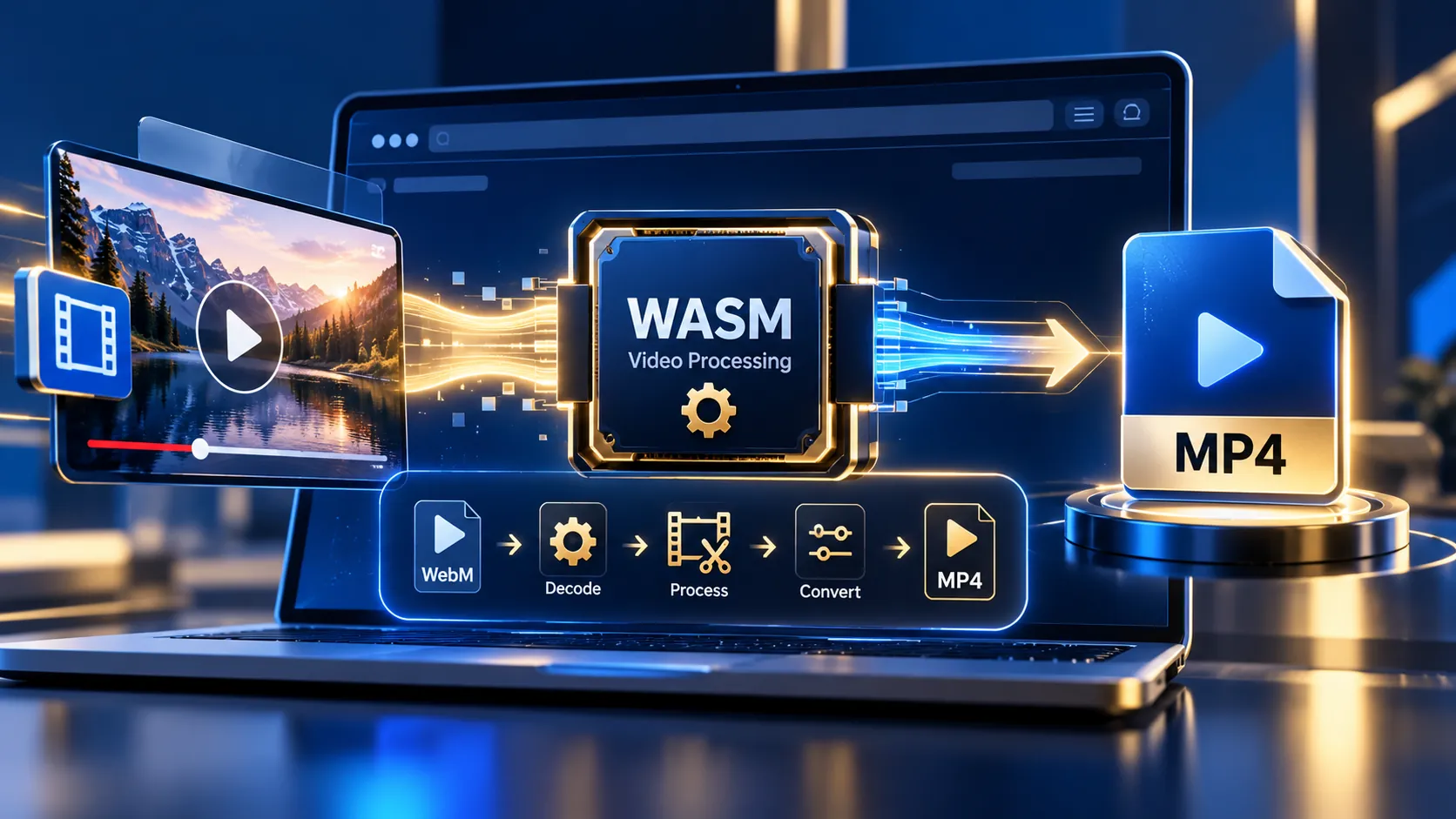 YouTube WASM Downloader Pro browser-based video processing and WebM to MP4 conversion tool